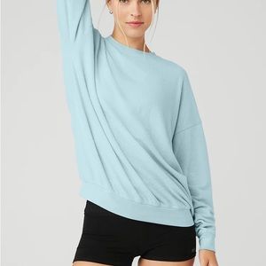 NWT Alo Yoga Soho Pullover Chalk Blue